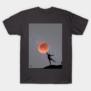 Galaxy and Moon Oneness Gray Graphic T-Shirt